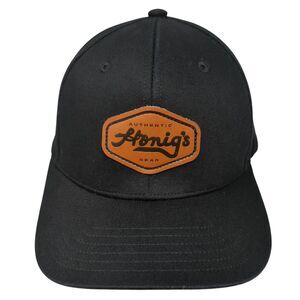 Honig's Leather Patch Snapback Hat Black One Size Adjustable 6 Panel